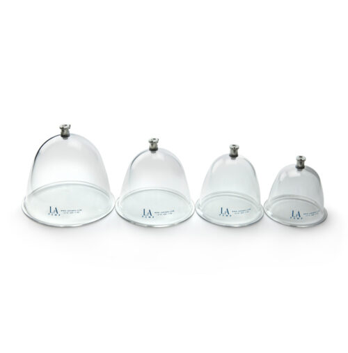 Front view of all four sizes of breast cylinders. From largest to smallest.