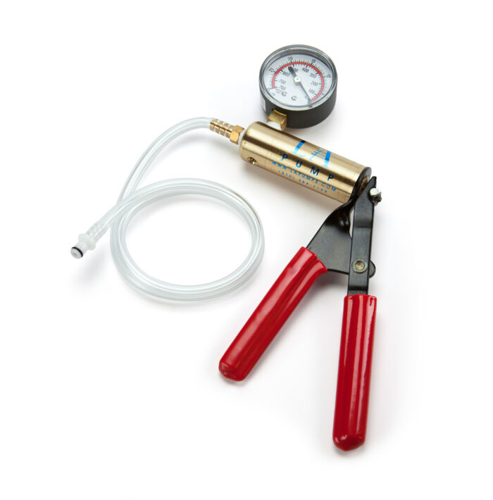 Deluxe Pump with Gauge with tubing connected to it.