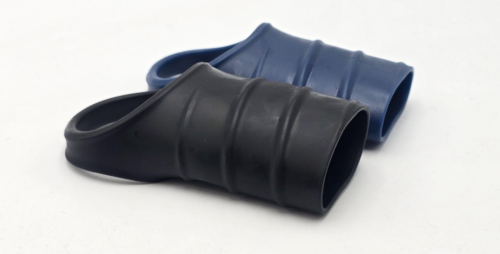 Base Compression Sleeve made from soft black silicone showing contoured design for pumping